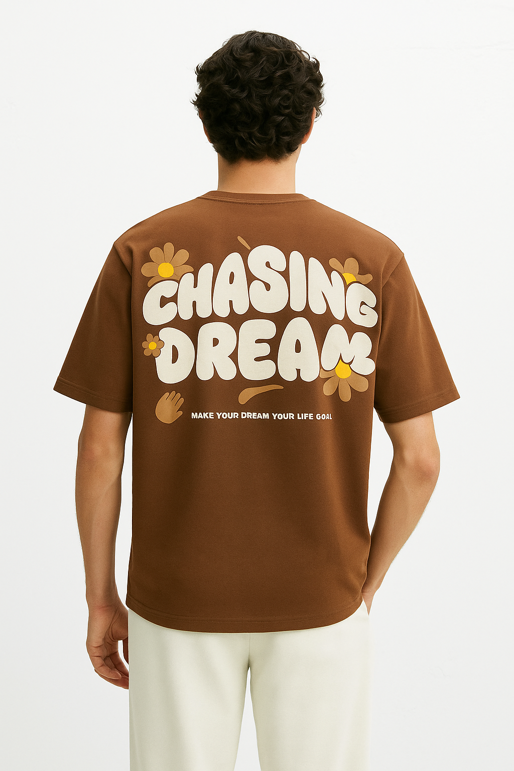 'Chasing Dream' Brown Unisex Oversized Tshirt