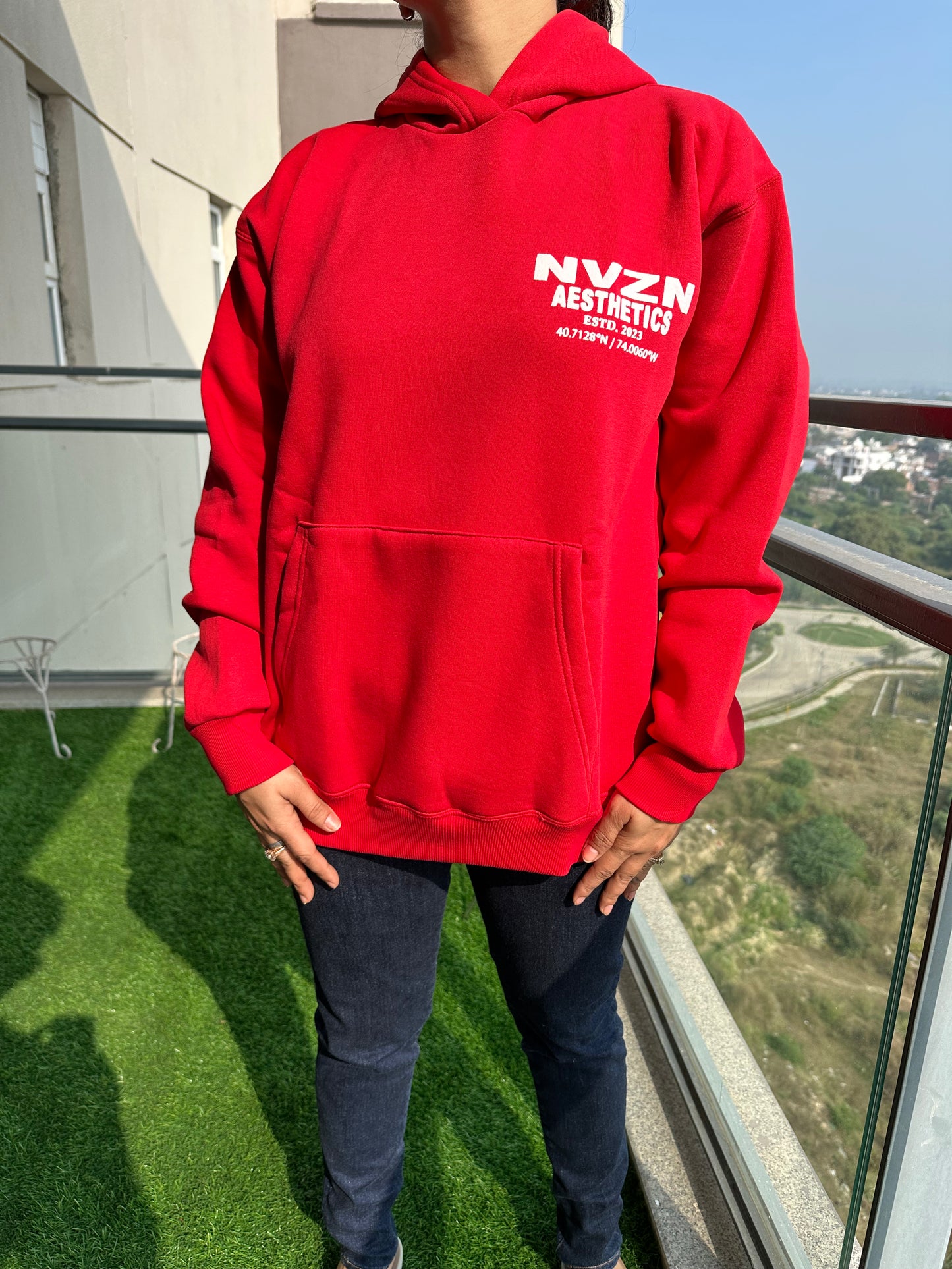 RED UNISEX OVERSIZED HOODIE