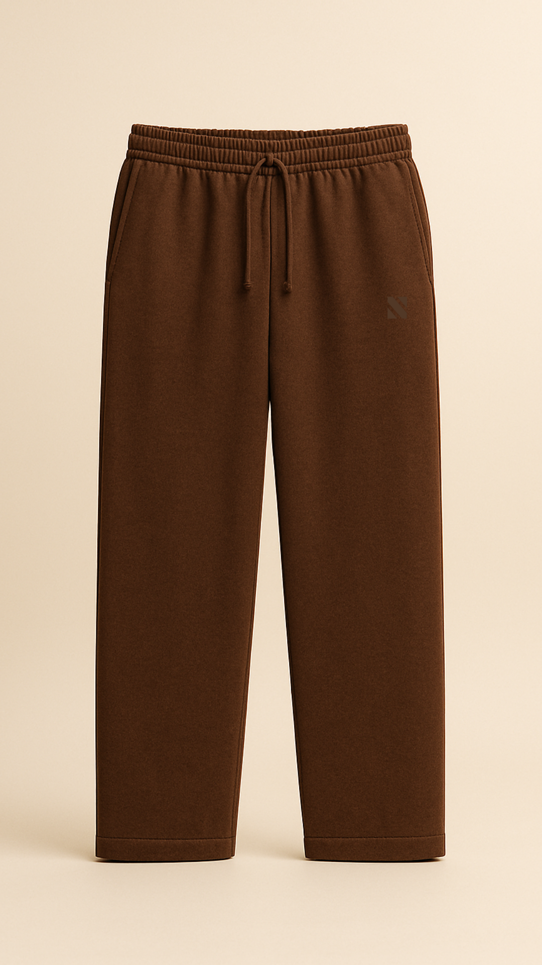 Brown Unisex Straight Fit Sweatpants