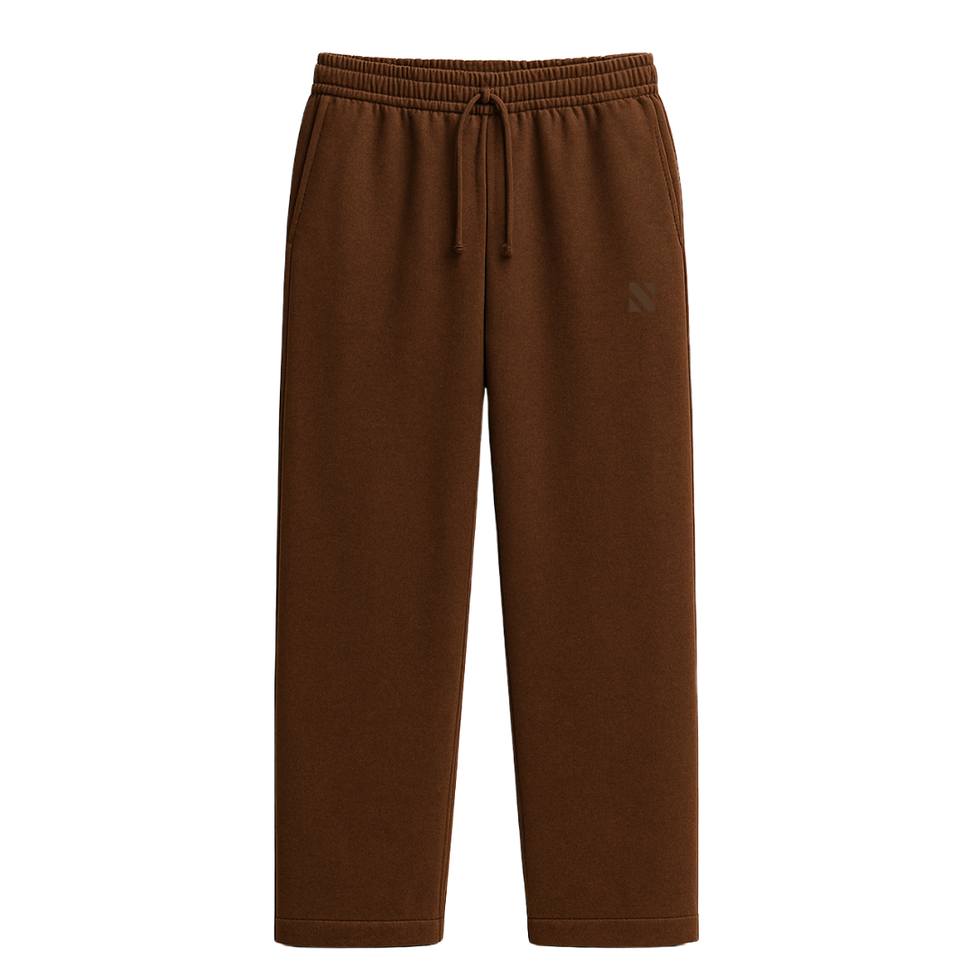 Brown Unisex Straight Fit Sweatpants