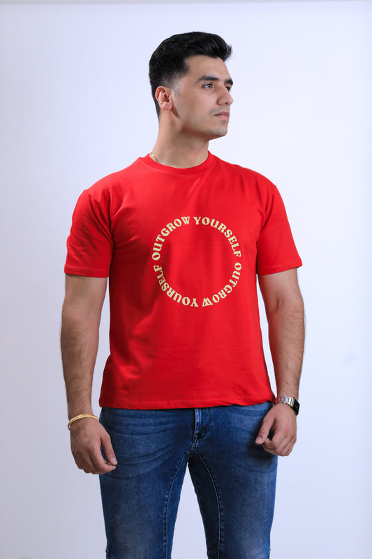 "OutGrow Yourself" Red Unisex Oversized T-shirt