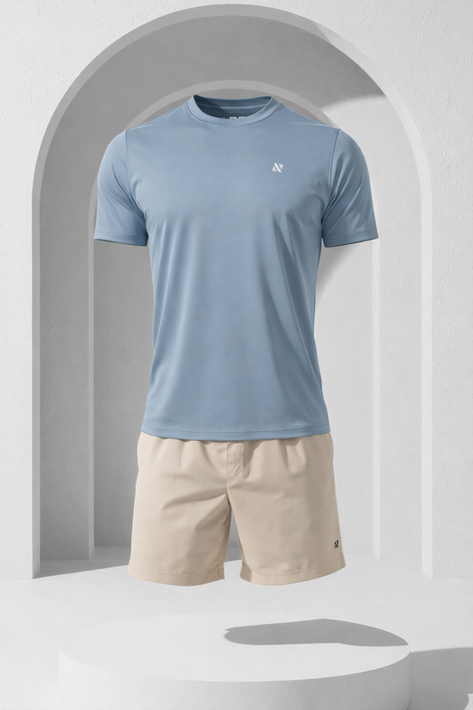Silver blue round neck t-shirt