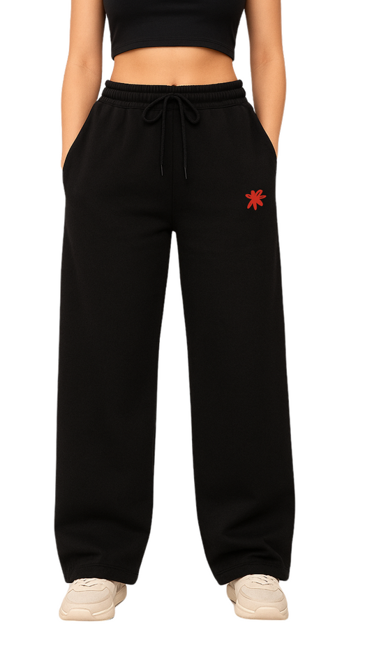 Black Unisex Straight Fit Sweatpants