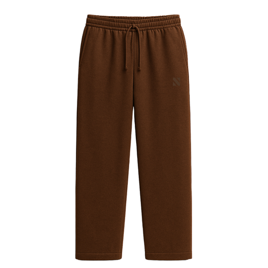 Brown Unisex Straight Fit Sweatpants